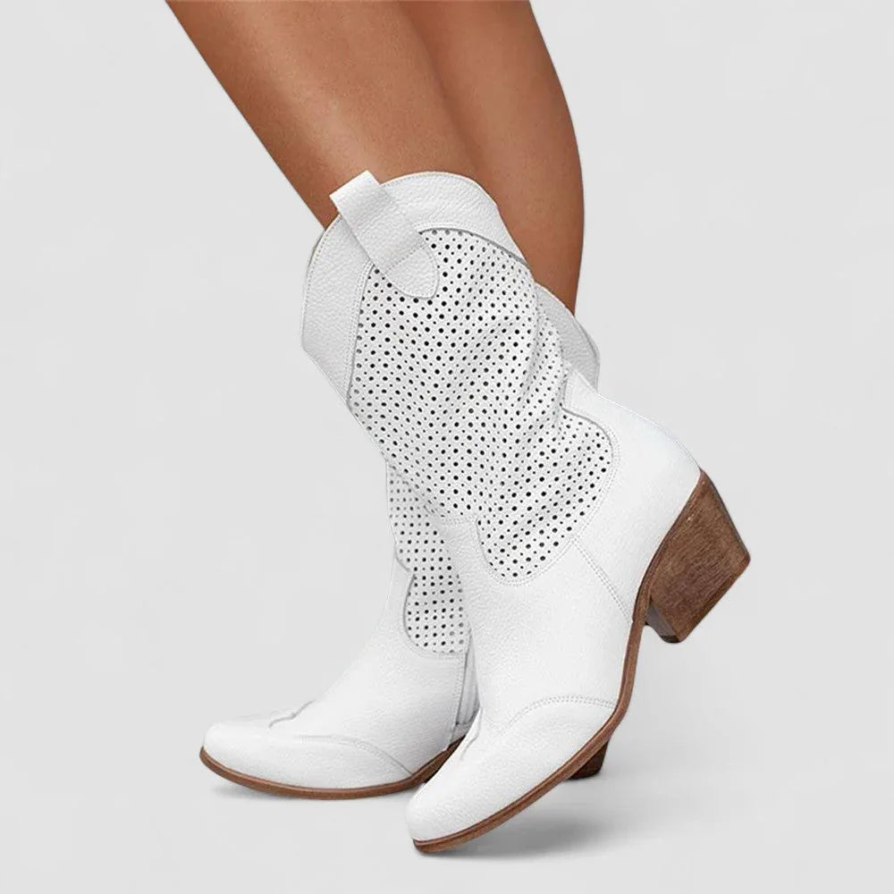 Marisol Orthopedic Western Boots in White