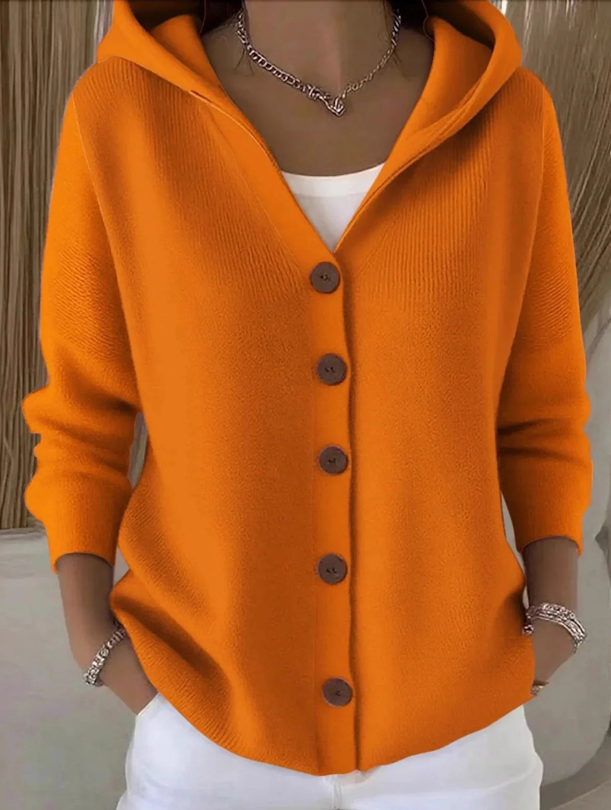 Matilda Elegant Button Hooded Sweater