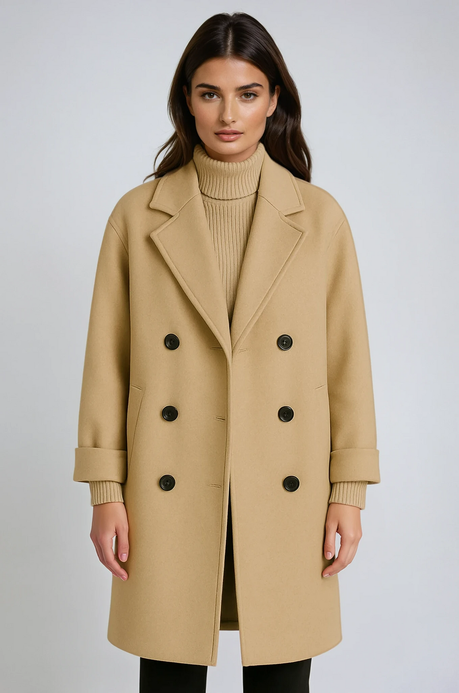 Ada | Belted Double-Breasted Long Coat