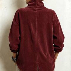 Gwyneth corduroy top in Burgundy, back