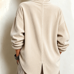 Gwyneth corduroy top in Cream, back