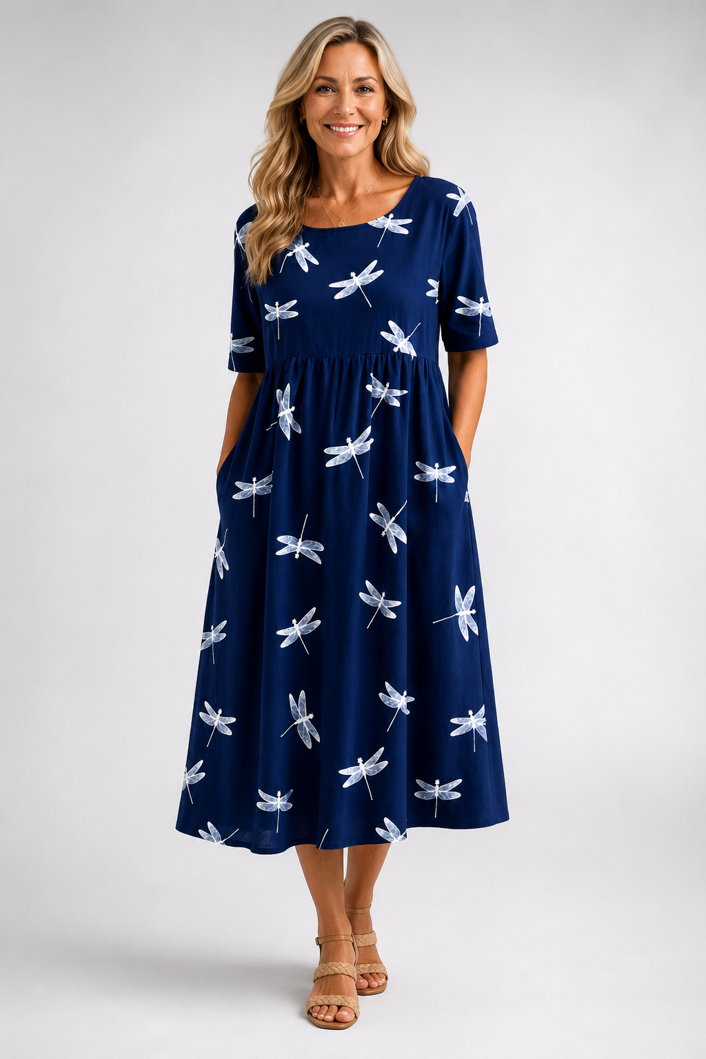 Mercy Dragonfly Print Midi Dress