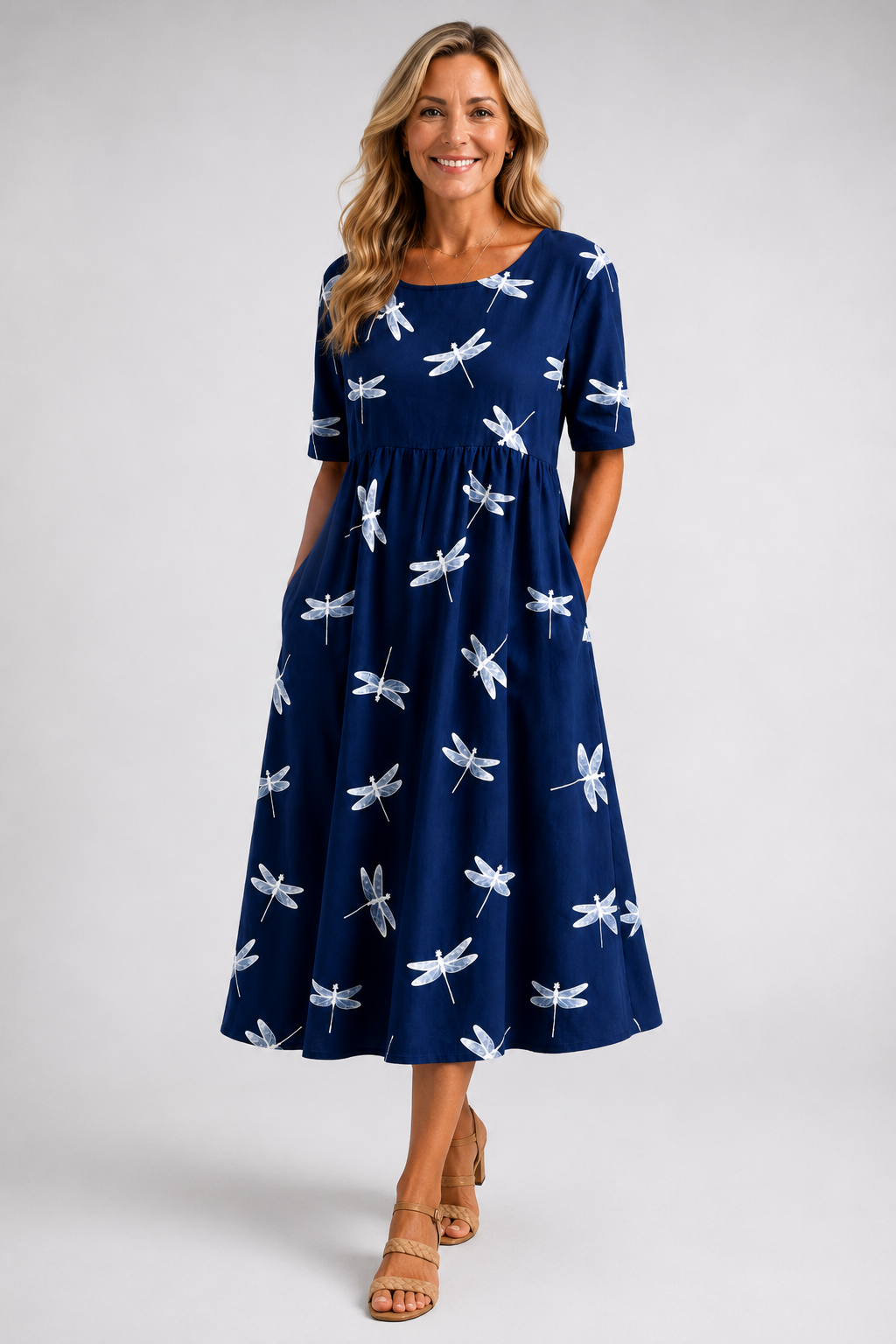 Mercy Dragonfly Print Midi Dress