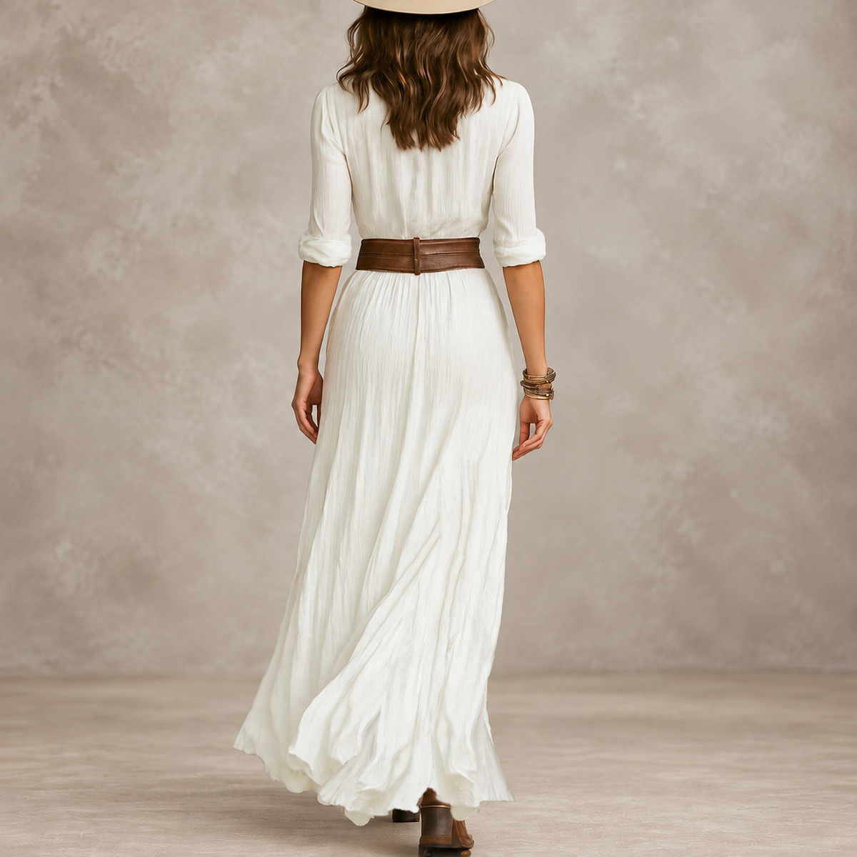 Gretchen | Belted Button-Front Maxi Dress