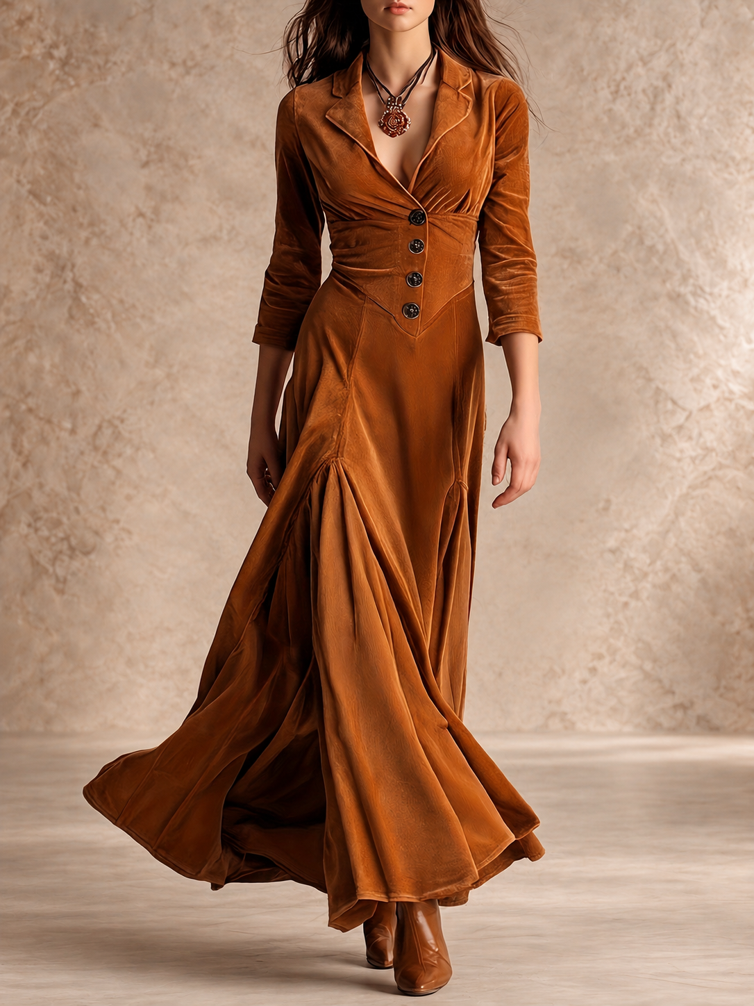 Giovanna | Collared V-Neck Button-Front Dress