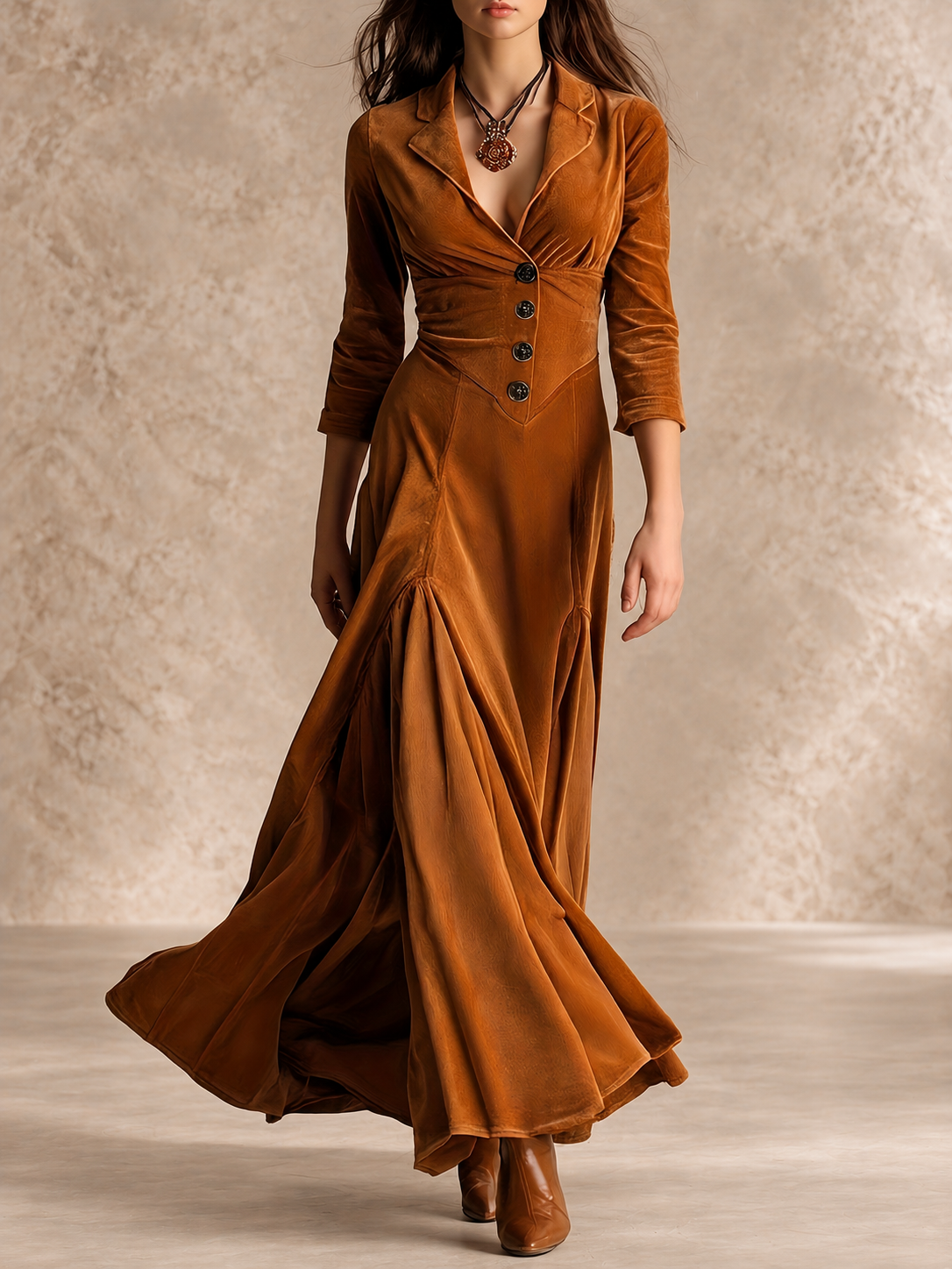 Giovanna | Collared V-Neck Button-Front Dress