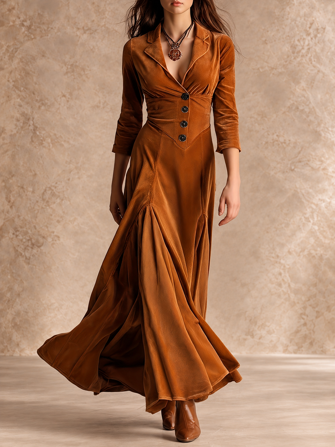 Giovanna | Collared V-Neck Button-Front Dress