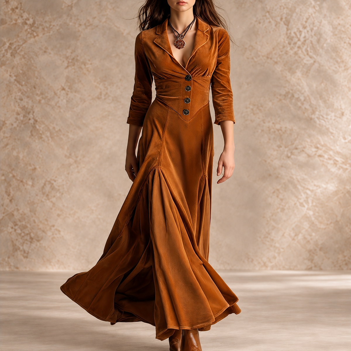 Giovanna | Collared V-Neck Button-Front Dress