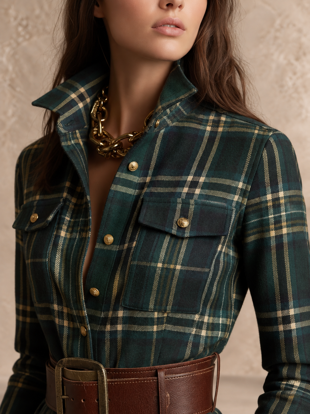 Gianna | Plaid Belted Shirt Dress
