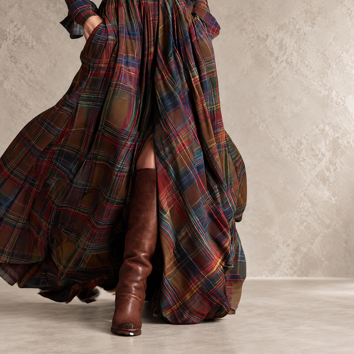 Gianna | Plaid Belted Shirt Dress