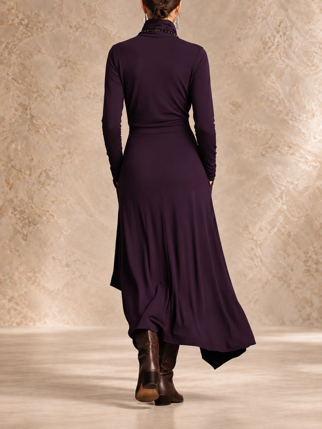 Gabrielle | Soft Turtleneck Drape Maxi Dress