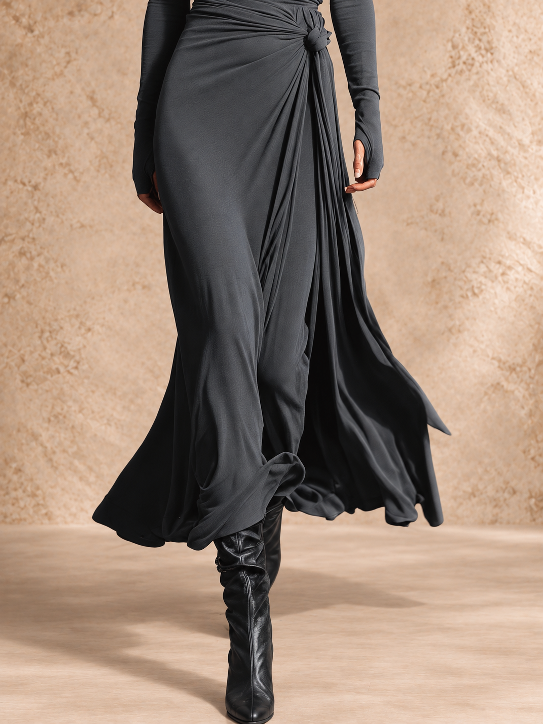 Griselda | Side-Tie Long Sleeve Maxi Dress
