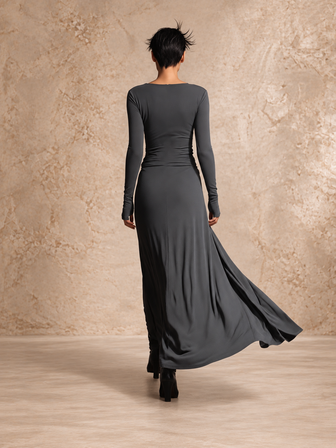 Griselda | Side-Tie Long Sleeve Maxi Dress