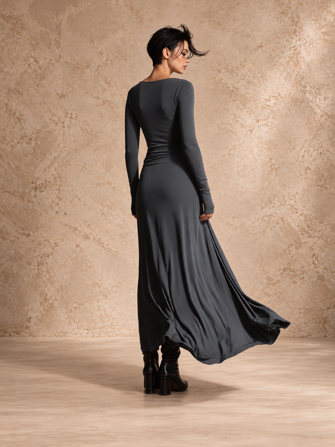 Griselda | Side-Tie Long Sleeve Maxi Dress