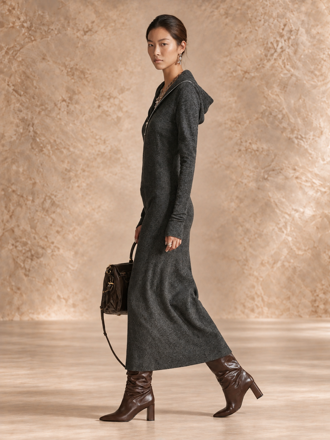 Hadley | Hooded Tunic Dress with Zipper Detail