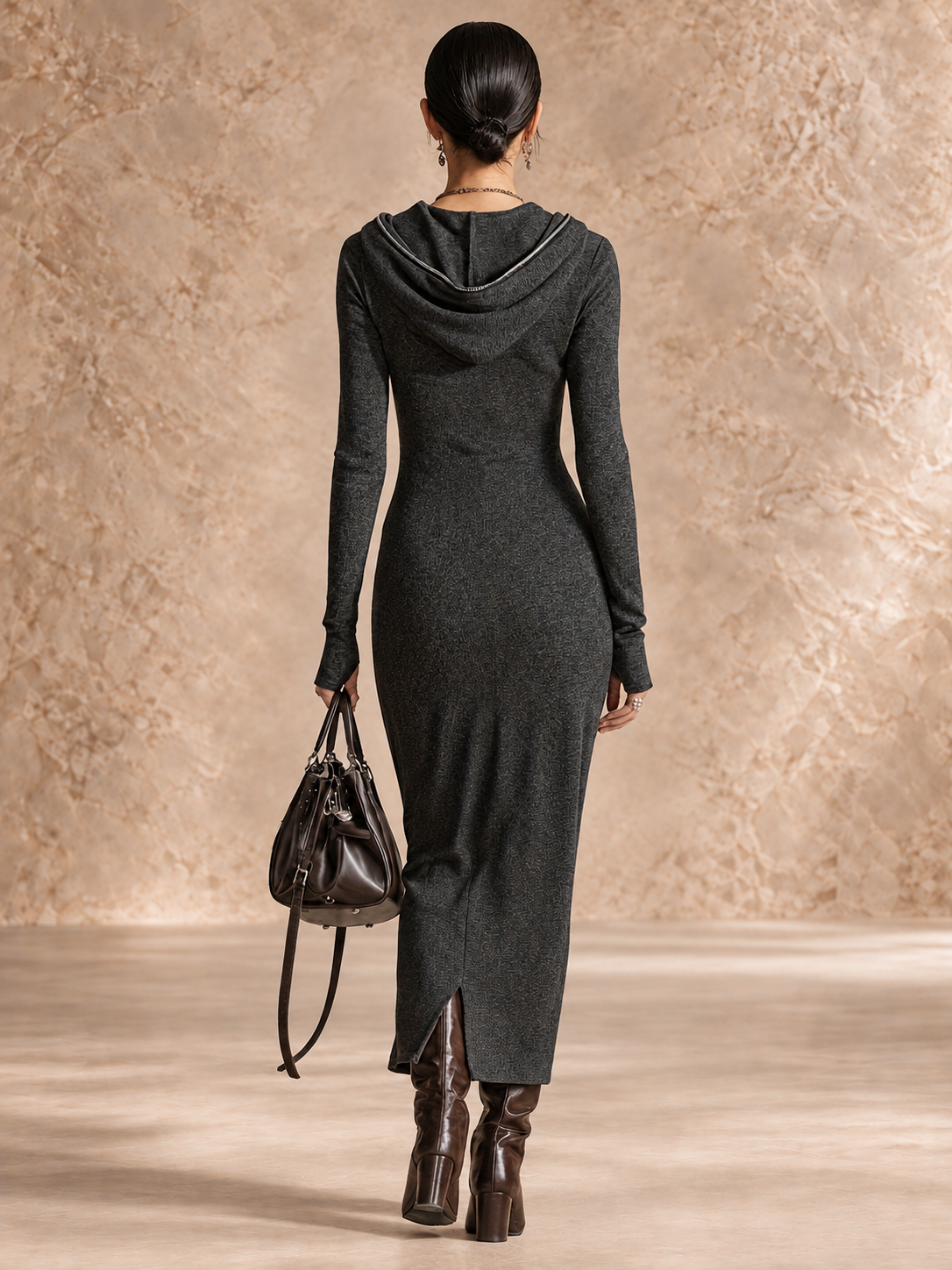 Hadley | Hooded Tunic Dress with Zipper Detail