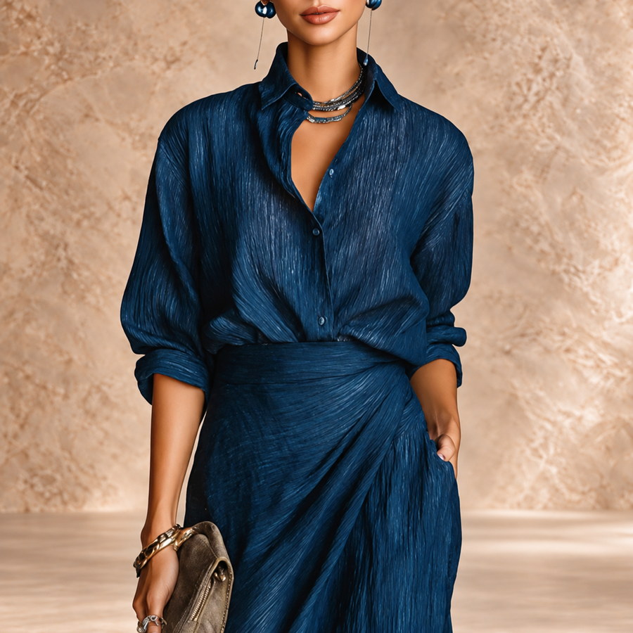 Halle | Pleated Maxi Skirt and Blouse Set