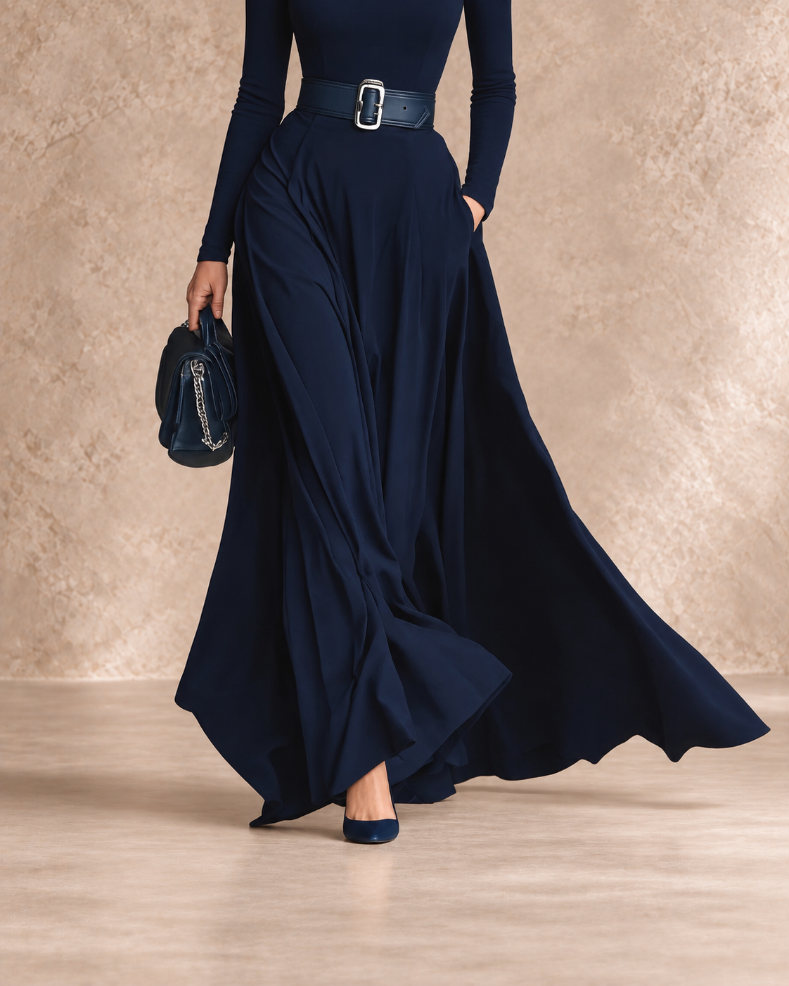 Harmony | High-Neck Belted Maxi Dress