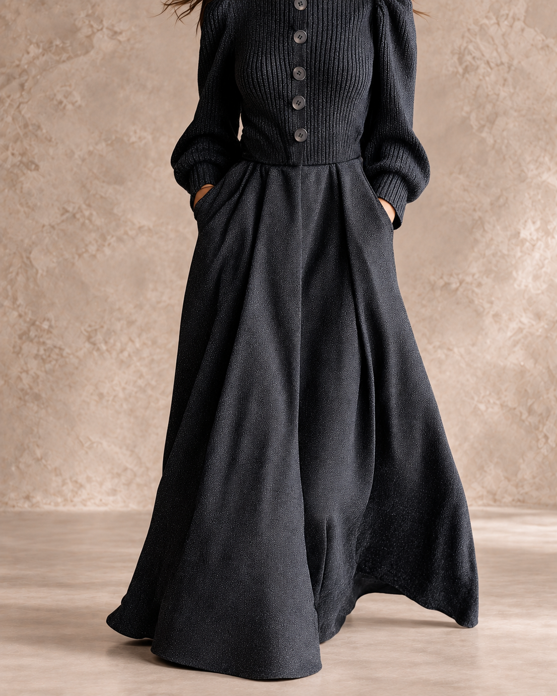 Helma | Vintage Button-Front Dress with Pockets
