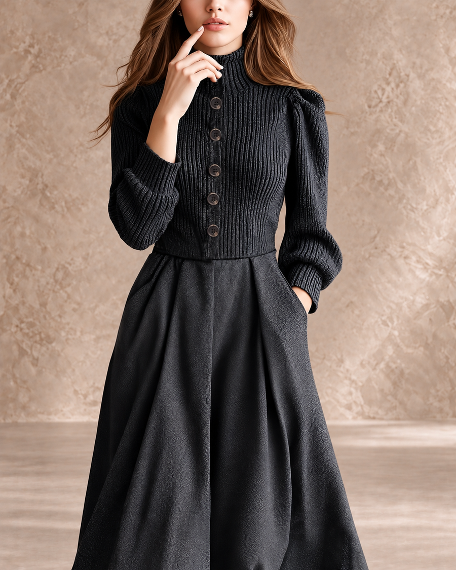 Helma | Vintage Button-Front Dress with Pockets