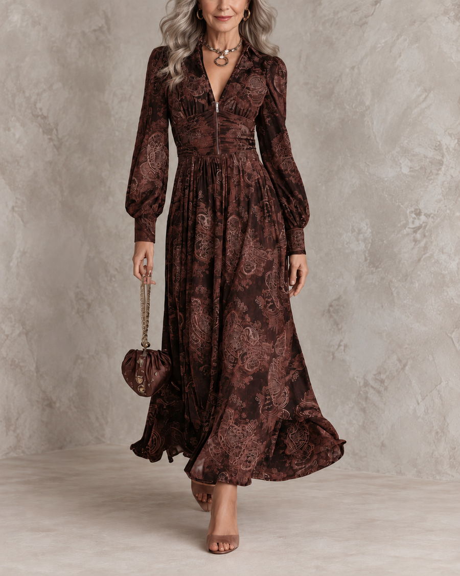 Hettie | Paisley Zip-Waist Maxi Dress