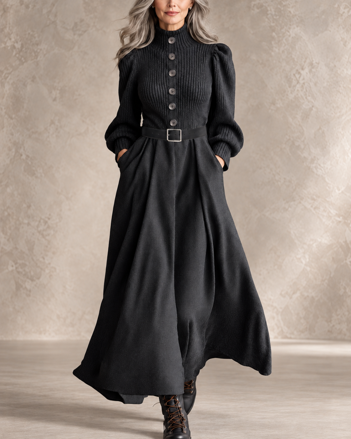 Helma | Vintage Button-Front Dress with Pockets