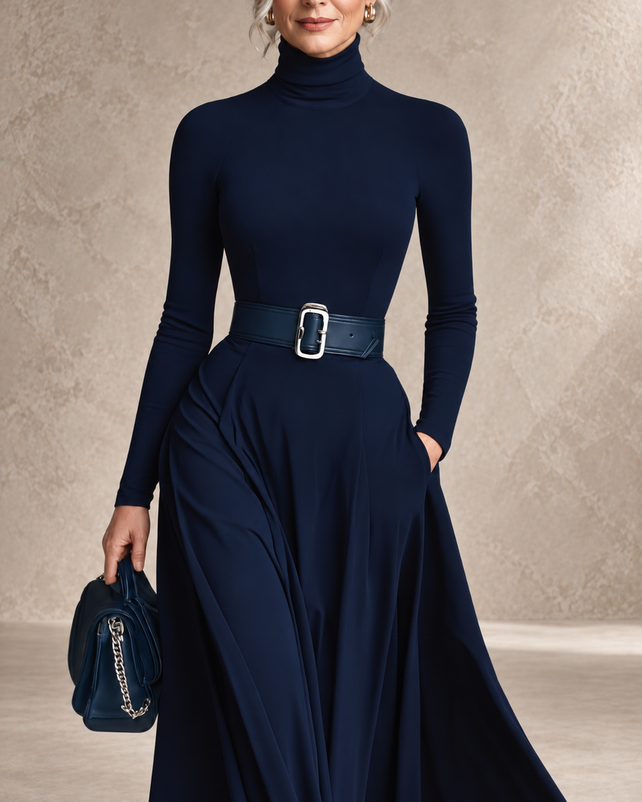 Harmony | High-Neck Belted Maxi Dress