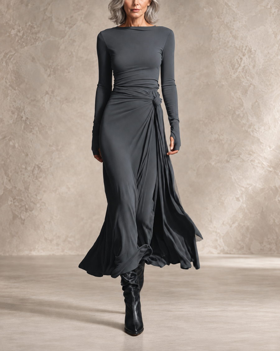 Griselda | Side-Tie Long Sleeve Maxi Dress
