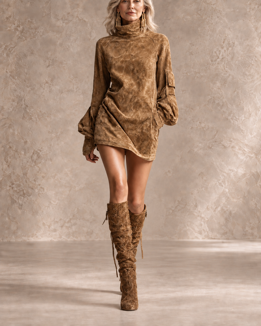 Hartley | Suede Turtleneck Dress