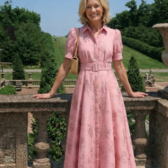 Mariette | Belted Floral Textured Maxi Shirt Dress