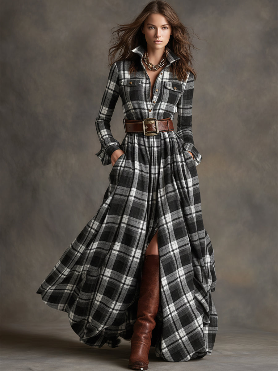 Fabia | Belted Check Shirt Dress