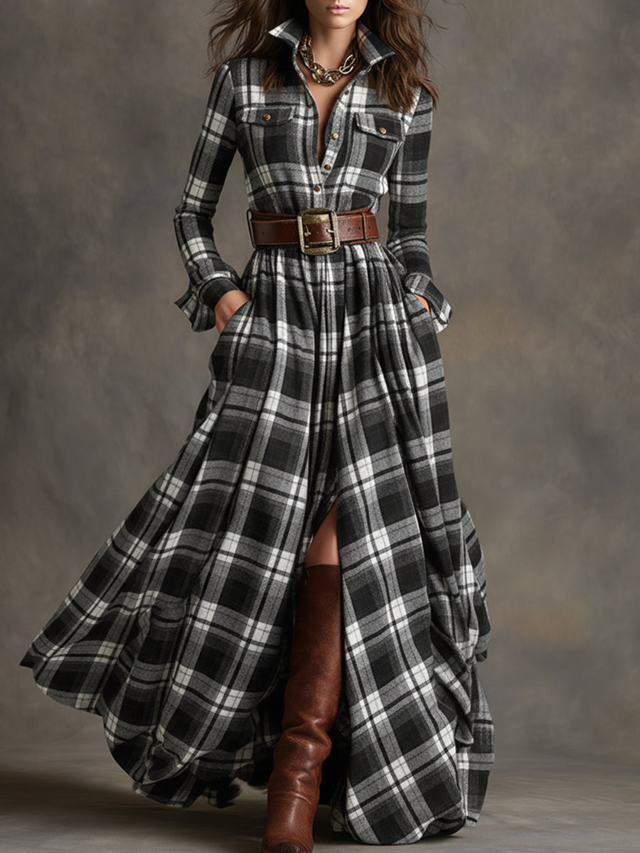 Fabia | Belted Check Shirt Dress