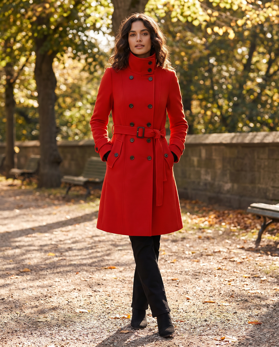 Lorene | Stand Collar Double-Breasted Coat