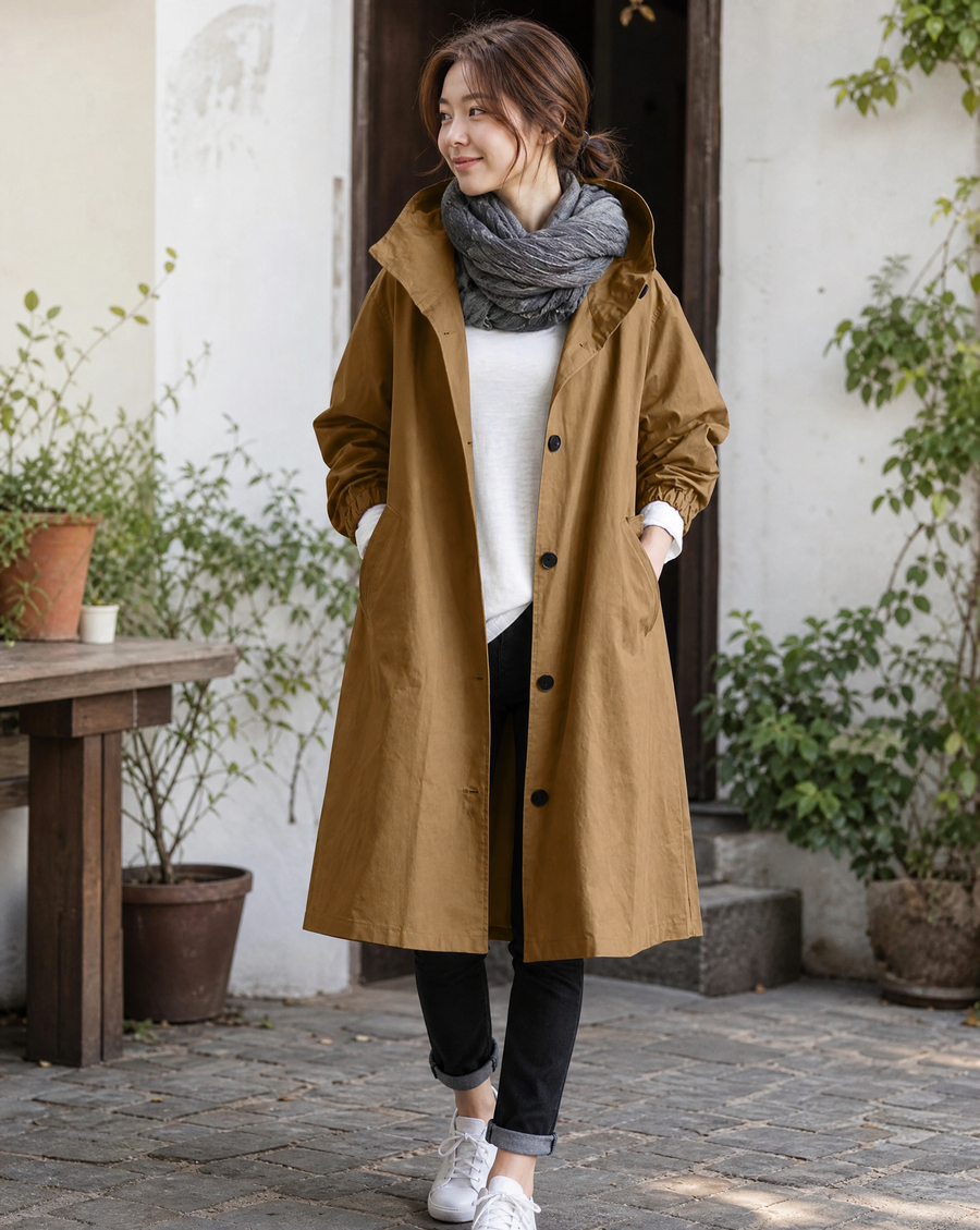 Laurel | Long Hooded Trench Coat