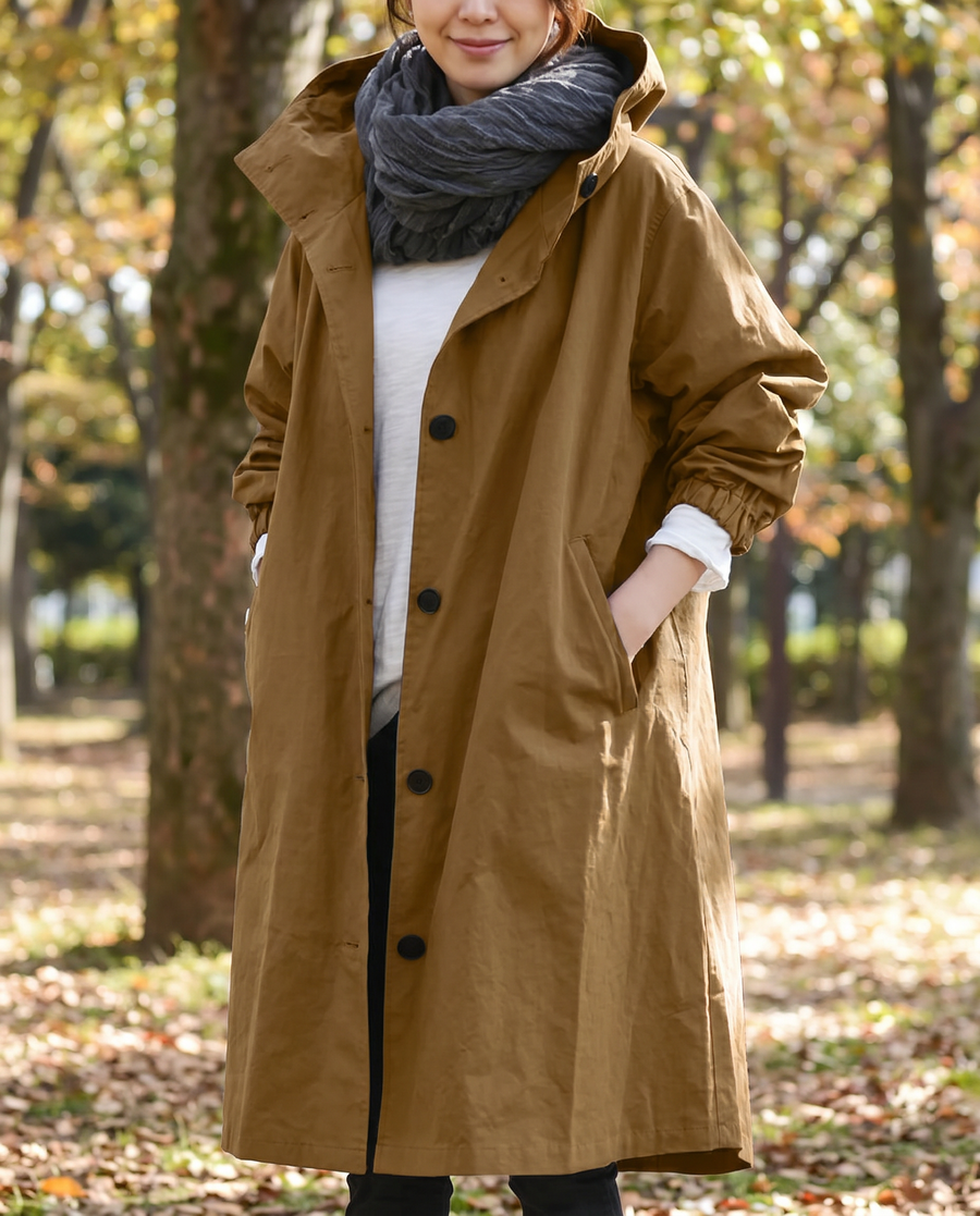 Laurel | Long Hooded Trench Coat