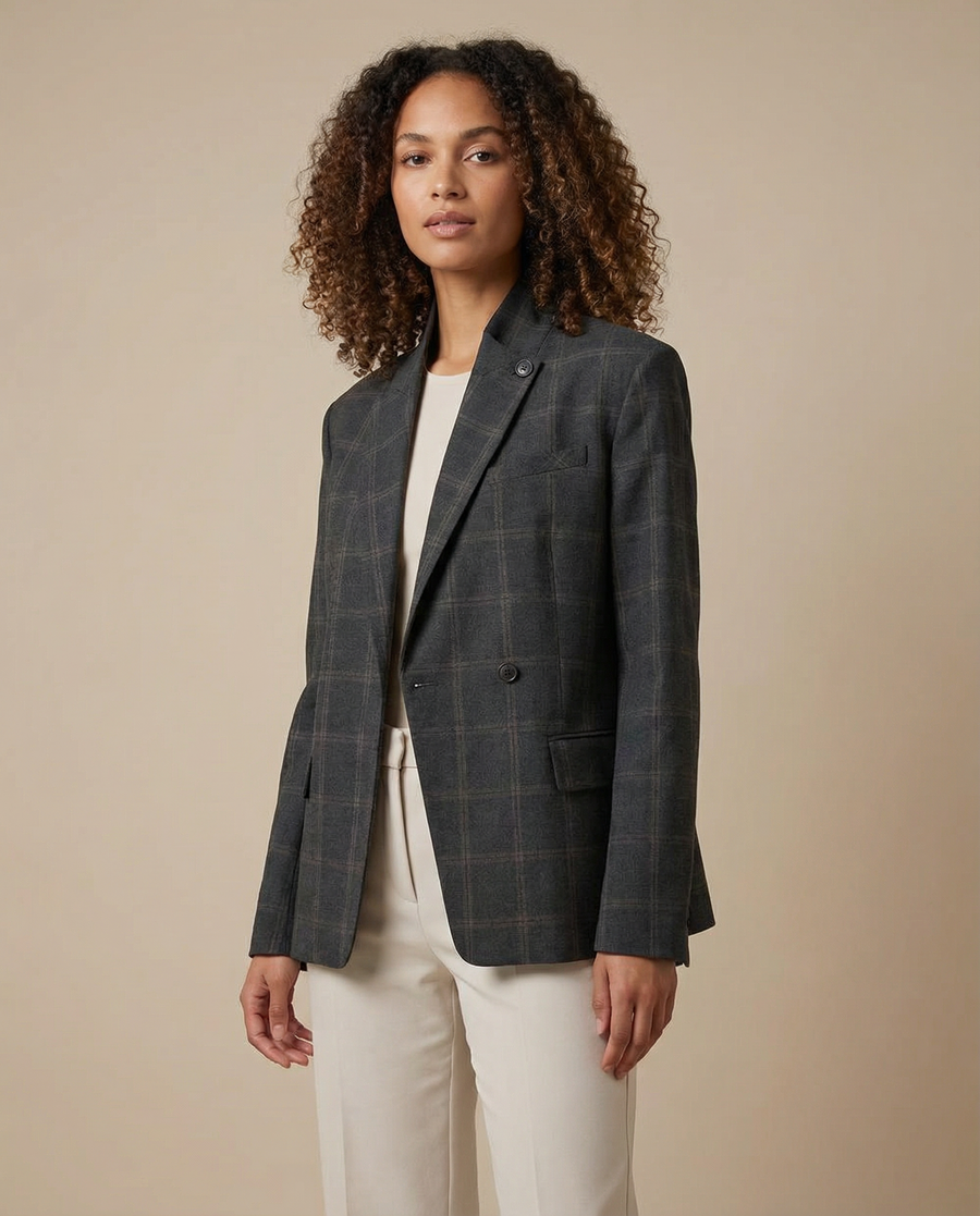 Eugenia | Oversized Checkered Blazer