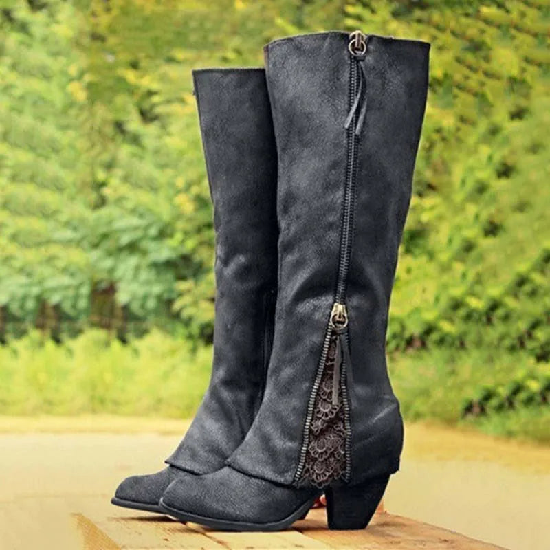 Fenna Knee High Boots in Black