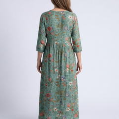 Lucette | Floral V-Neck Three-Quarter Sleeve Maxi Dress