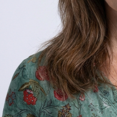 Lucette | Floral V-Neck Three-Quarter Sleeve Maxi Dress