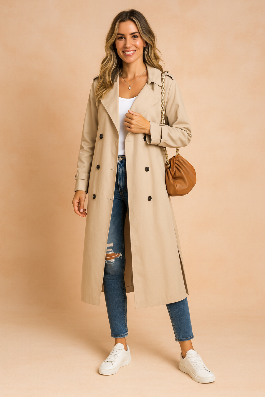 Lilian | Double-Breasted Belted Trench Coat