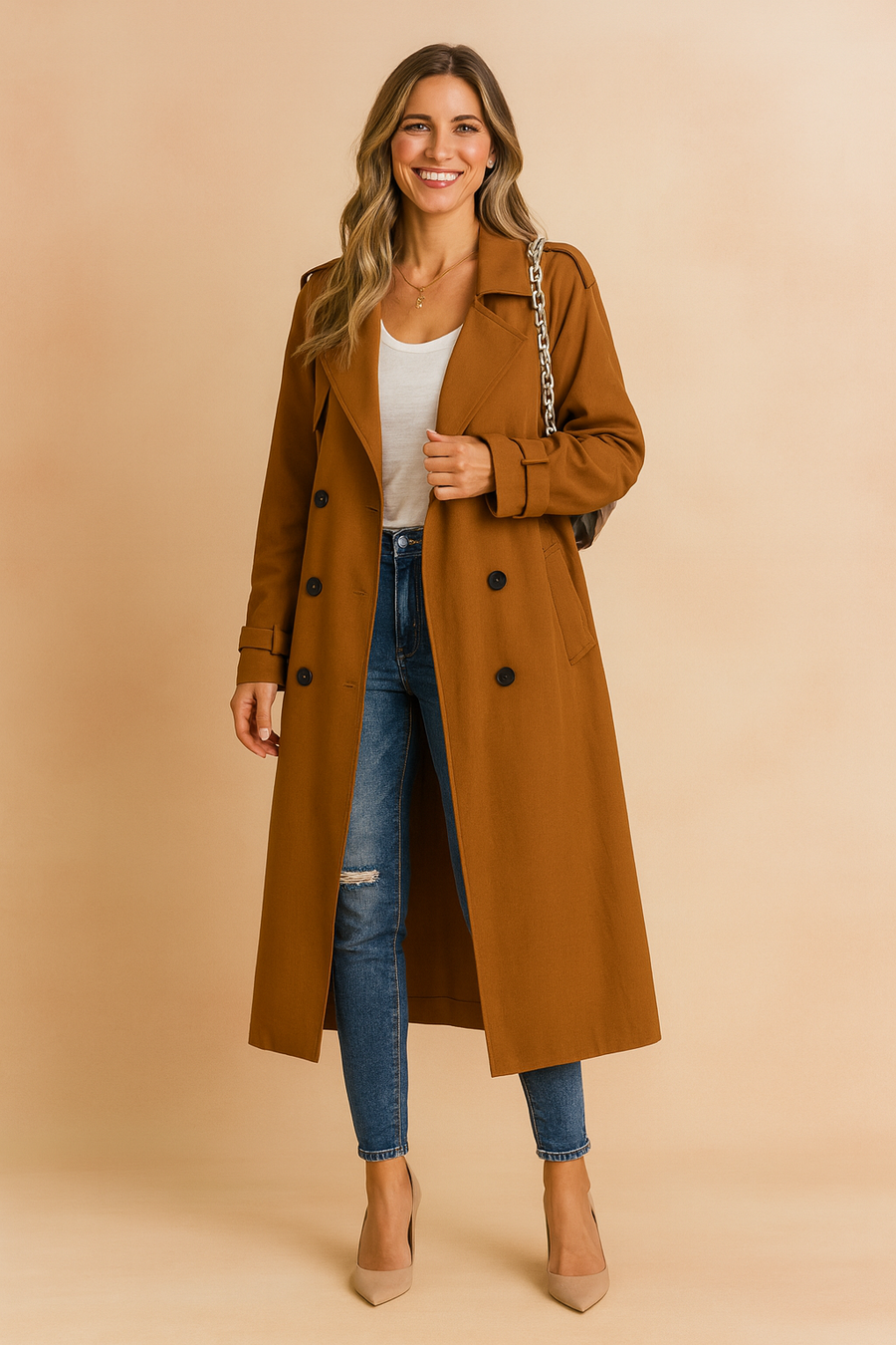 Lilian | Double-Breasted Belted Trench Coat
