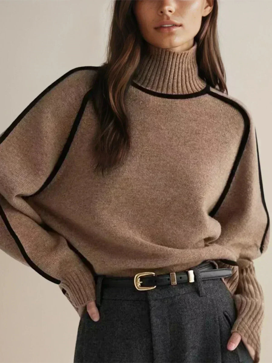 Donna | Contrast Trim Turtleneck Sweater