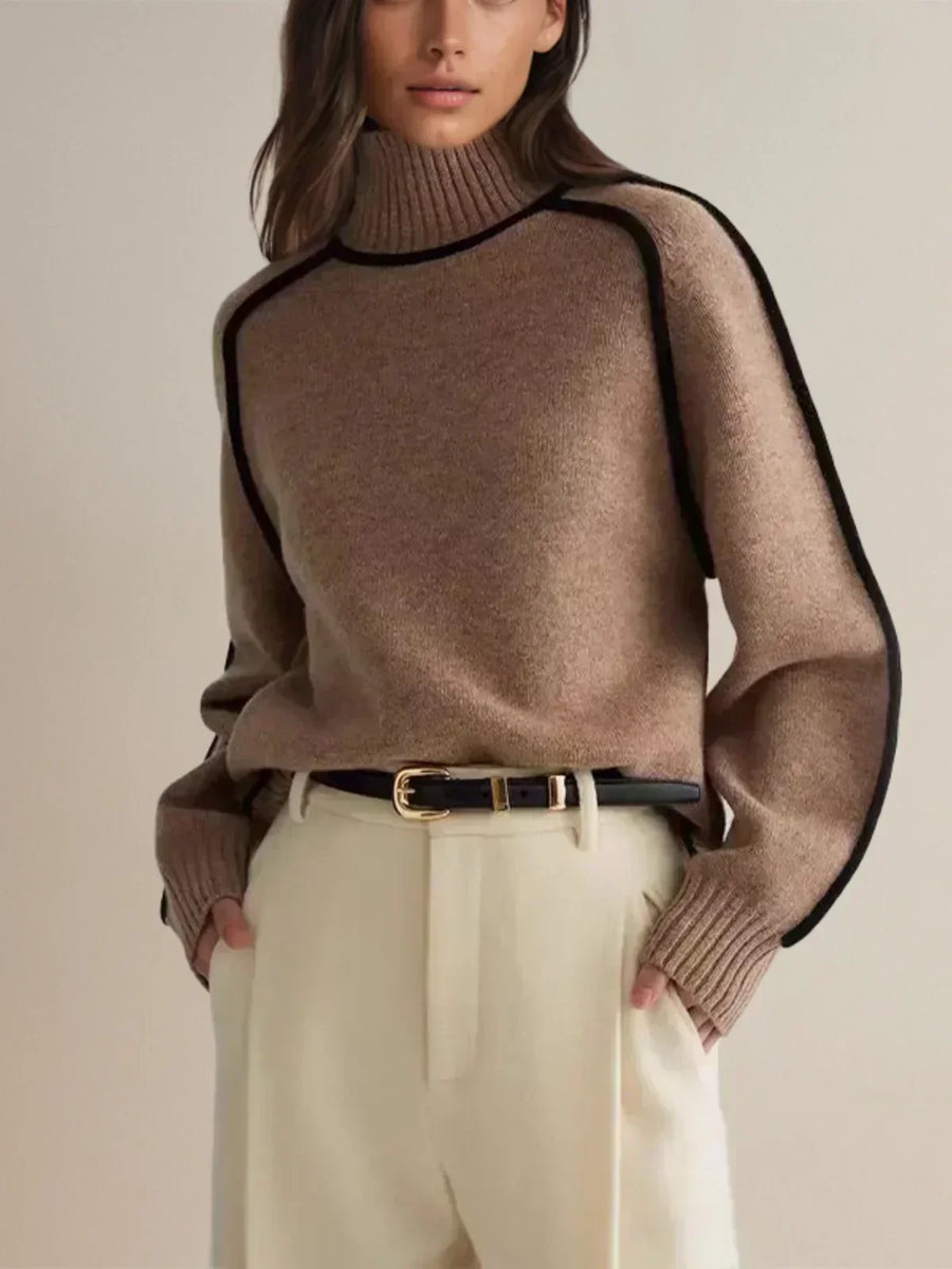 Donna | Contrast Trim Turtleneck Sweater