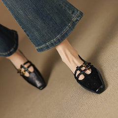 Lotte Brogue Double-Strap Mary Jane Flats