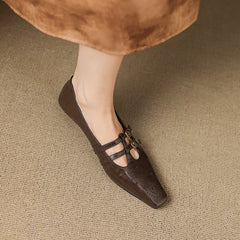 Lotte Brogue Double-Strap Mary Jane Flats