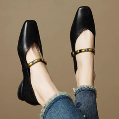 Edmee Square-Toe Mary Jane Flats