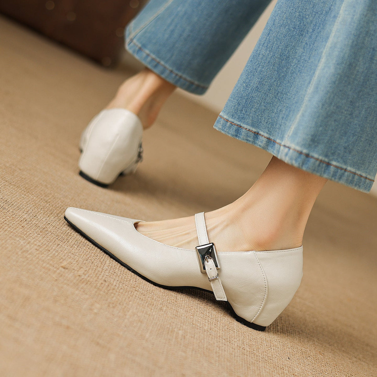 Ulla Pointed-Toe Mary Jane Flats
