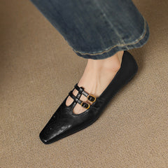 Lotte Brogue Double-Strap Mary Jane Flats