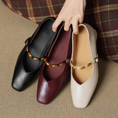 Edmee Square-Toe Mary Jane Flats