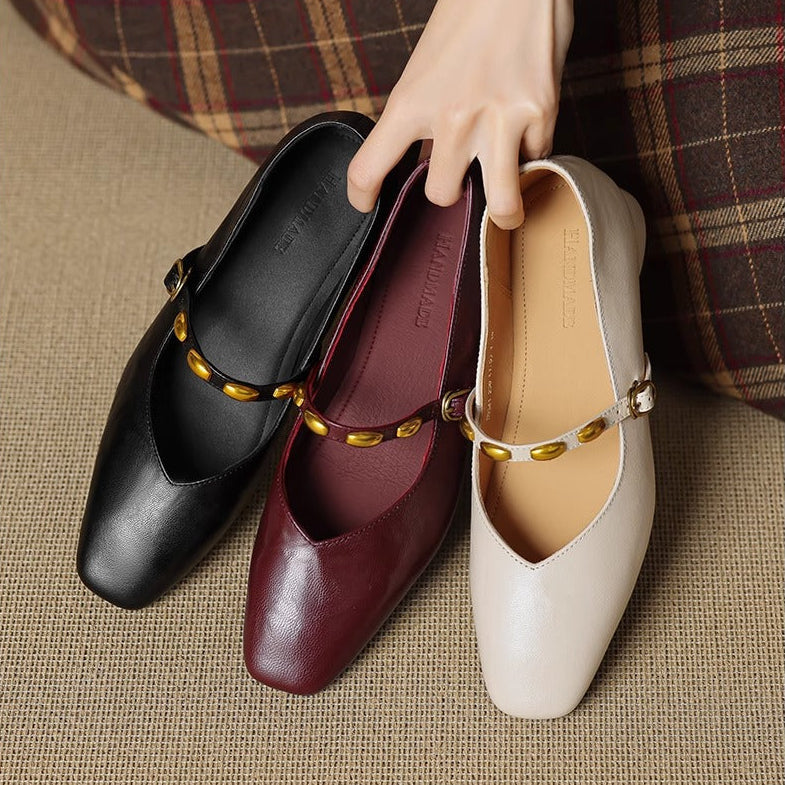 Edmee Square-Toe Mary Jane Flats